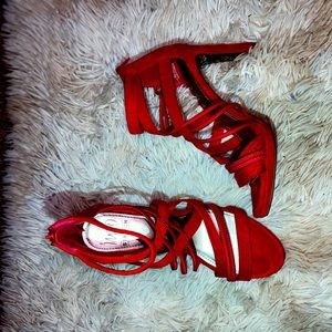 Red straps heels